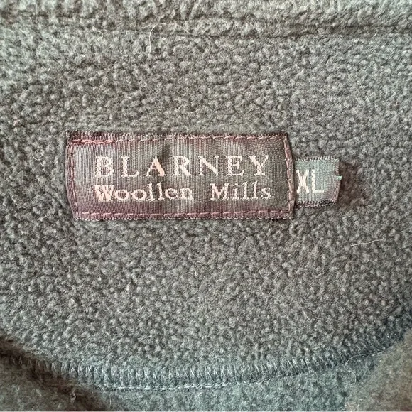 Blarney Woollen Mills Hunter Green Mens Fleece Pullover Shirt - Picture 4 of 6
